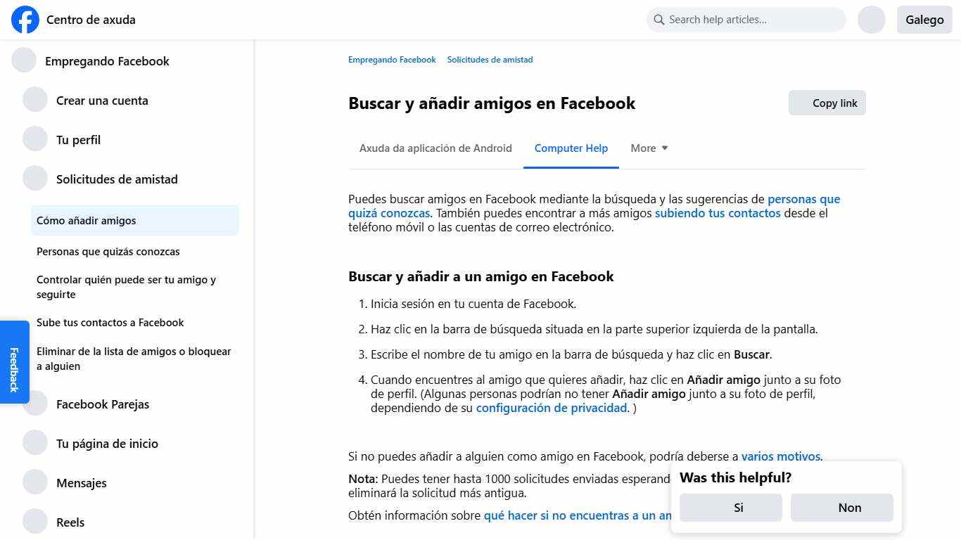 Buscar y añadir amigos en Facebook | Facebook Help Center